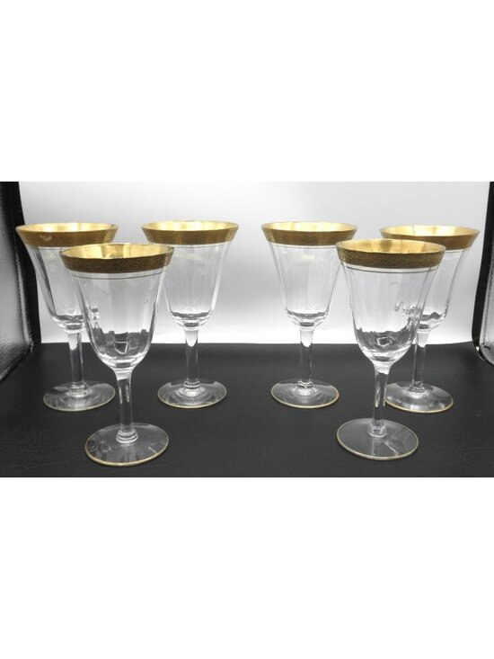Tiffin Franciscan Other - Rambler Rose by Tiffin-Franciscan Stem 14196 Optic Glass Set of 6 SEE SIZE FLAWS